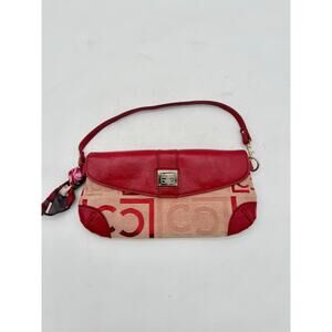 Vintage Y2K Liz Claiborne Red Logo Shoulder Bag Monogram Canvas Clutch Purse